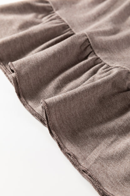 Solid Ruffle Wide Leg High Waist Pants