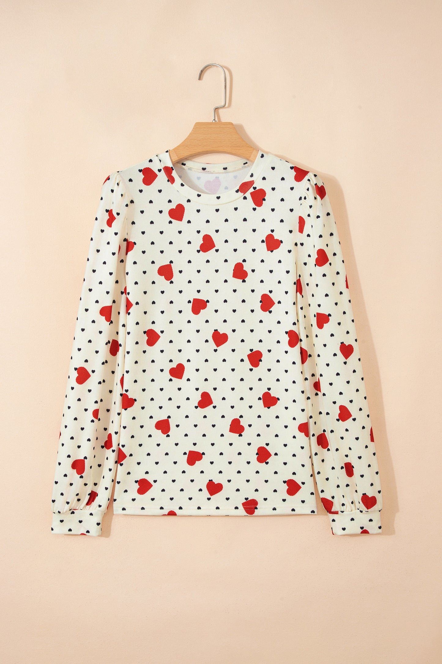 Valentine Heart & Flower Checker Long Sleeve Blouse