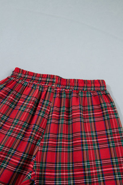 Christmas Plaid MERRY Graphic Top & Shorts Set
