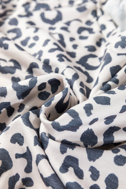 Leopard Long Sleeve V-Neck Top and Pant Set