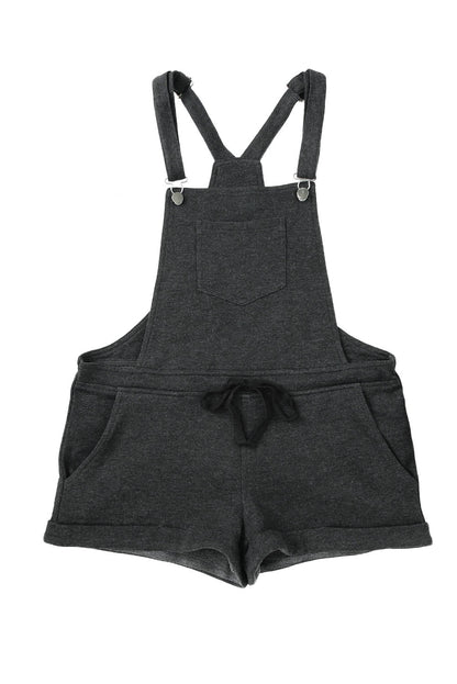 Heather Knit Drawstring Pocket Overalls