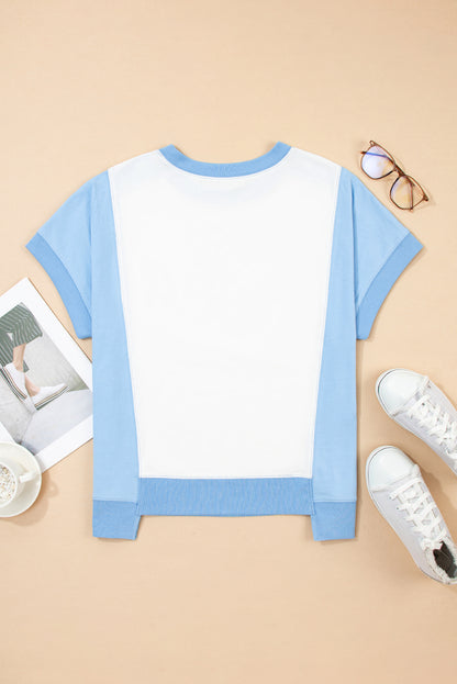 Colorblock Exposed Seam Crew Neck T-Shirt
