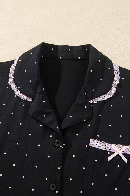 Polka Dot Long Sleeve Shirt & Pants Pajama Set