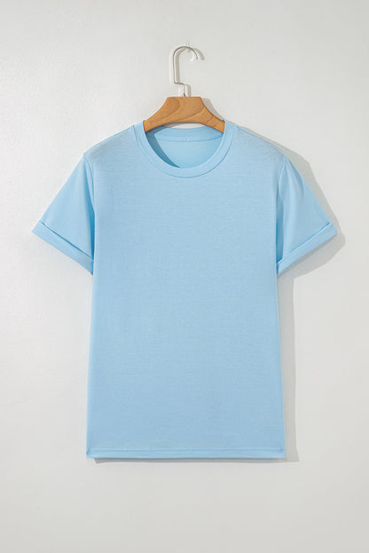 Solid Short Sleeve Crew Neck Tee