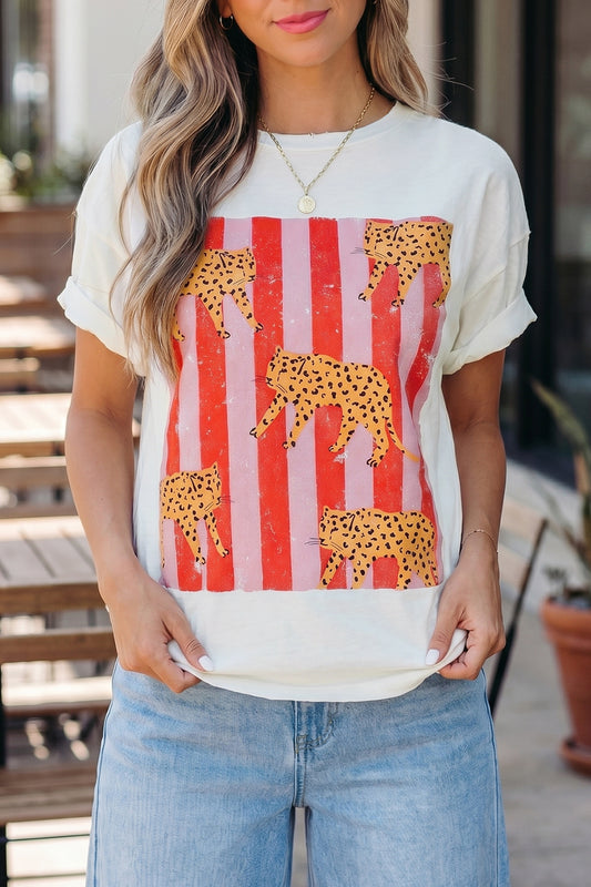 Cheetah Stripe Retro Graphic Tee