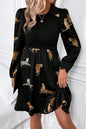 Leopard Colorblock Long Sleeve Dress