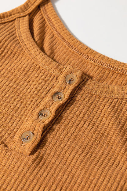 Ribbed Tie Knot Spaghetti Strap Buttoned Tank