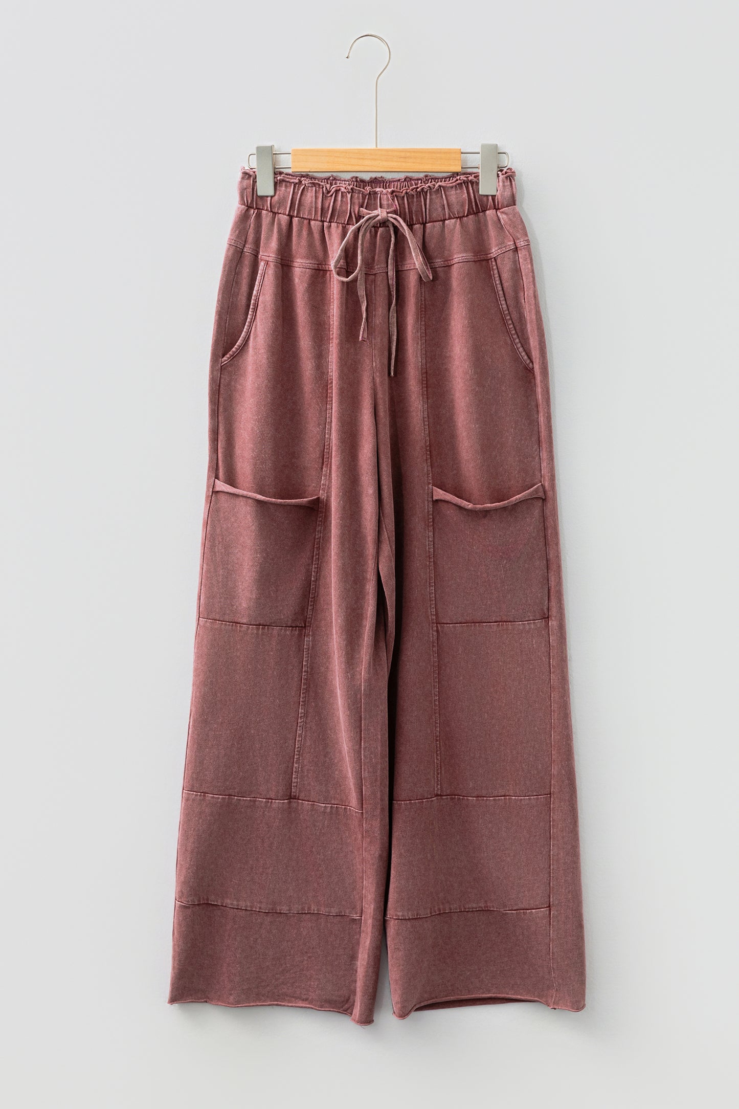 Mineral Wash High Waist Raw Hem Pants