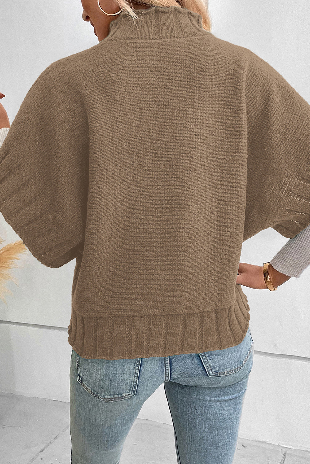 Batwing Sleeve Mock Neck Sweater