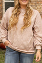 Plus Size Geometric Textured Crewneck Sweatshirt