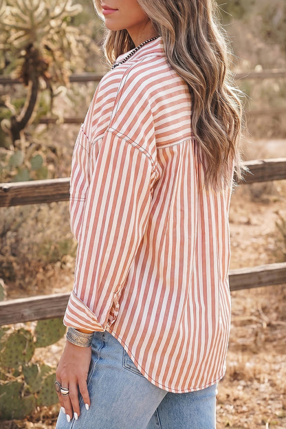 Western Stripe Button Down Long Sleeve Shirt