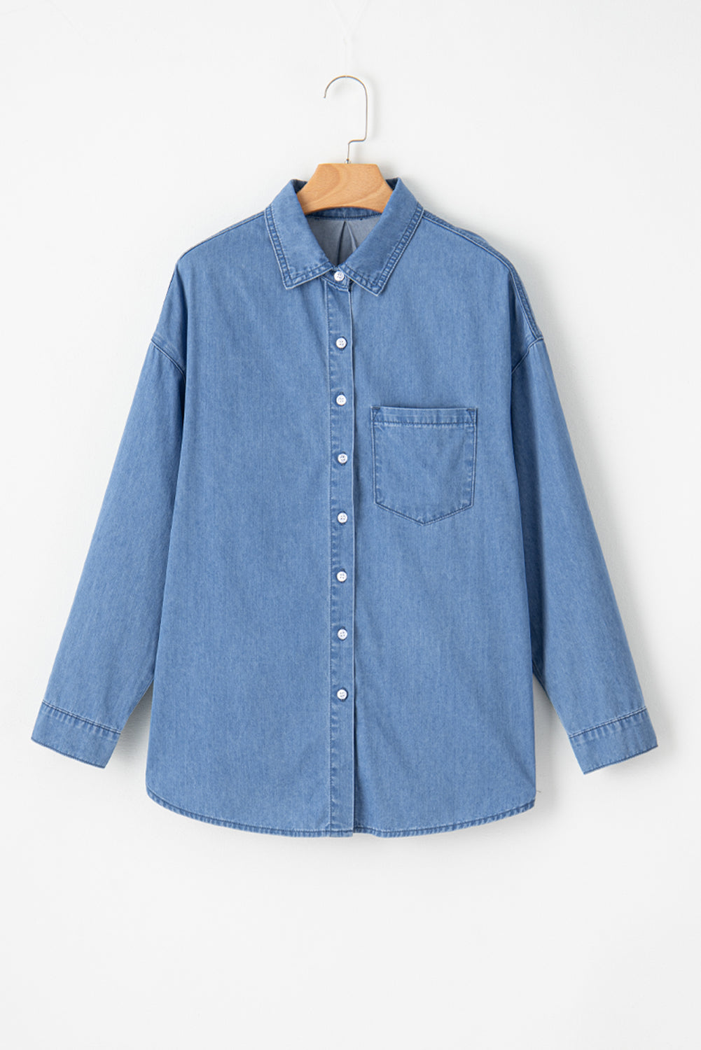 Chambray Patch Pocket Buttoned Shirt