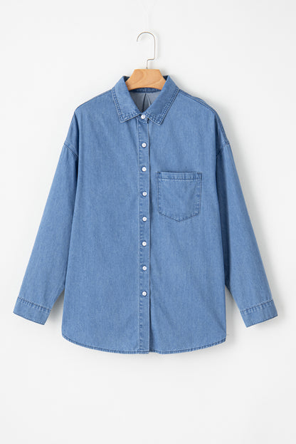 Chambray Patch Pocket Buttoned Shirt