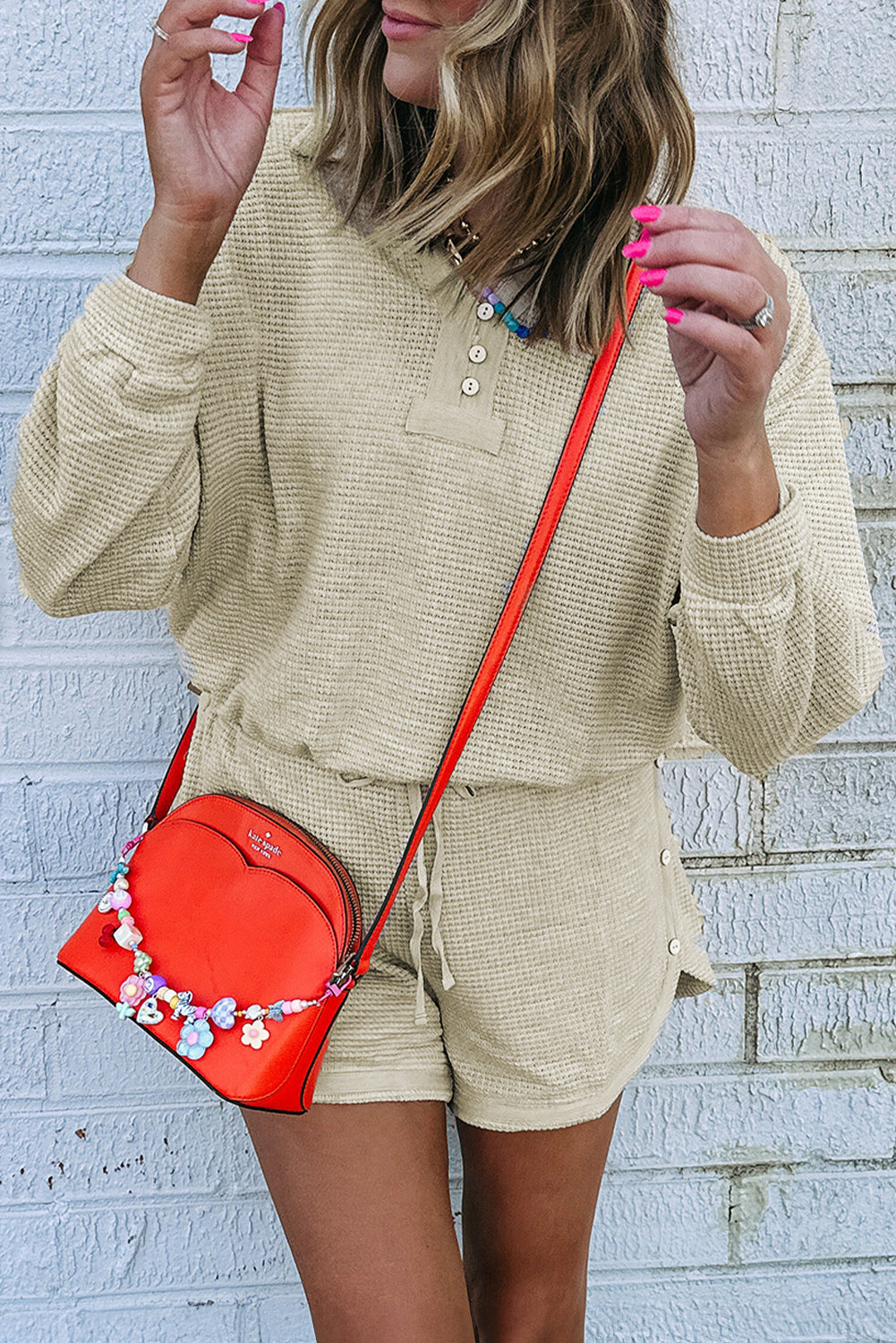 Textured Top and Shorts Set