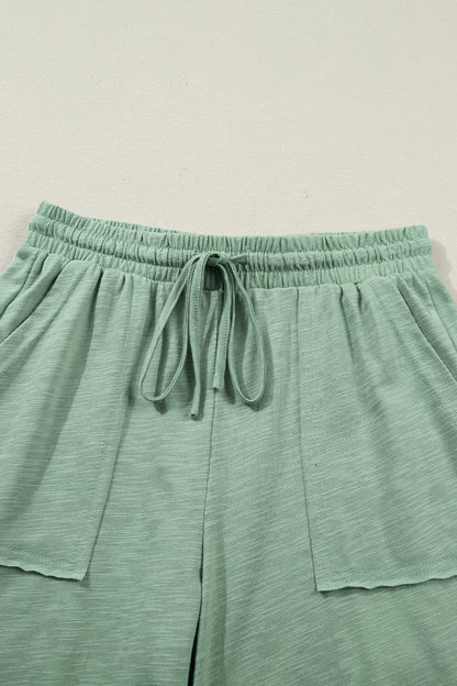 Solid Short Sleeve Tee and Drawstring Pants Set