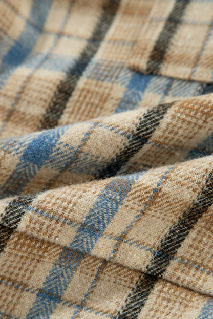 Plaid Waffle Knit Patchwork Shacket