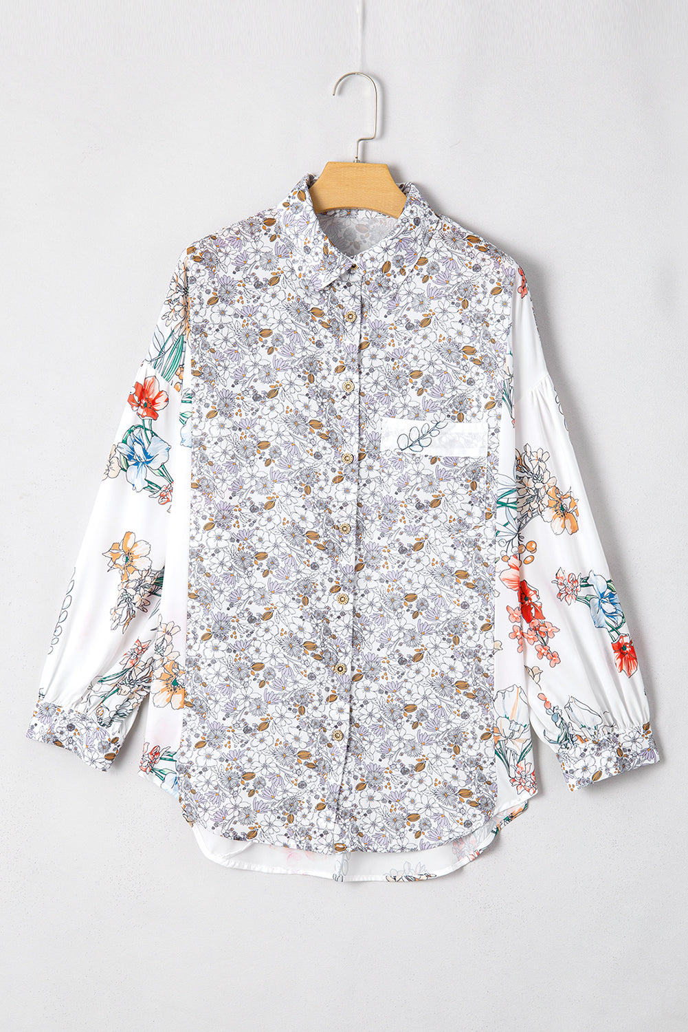 Floral Patchwork Bishop Sleeve Shirt