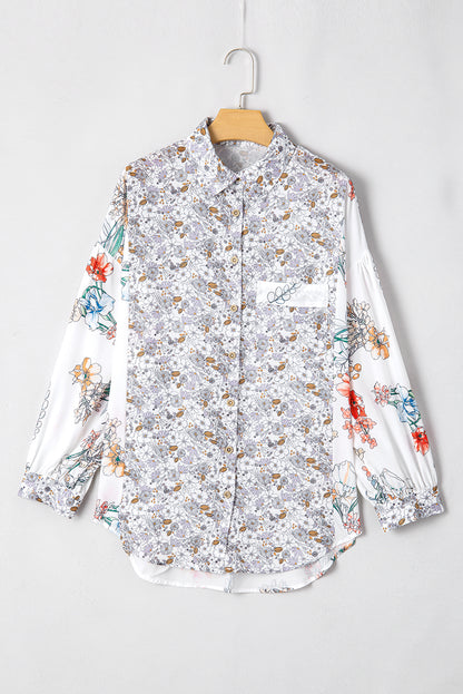 Floral Patchwork Bishop Sleeve Shirt