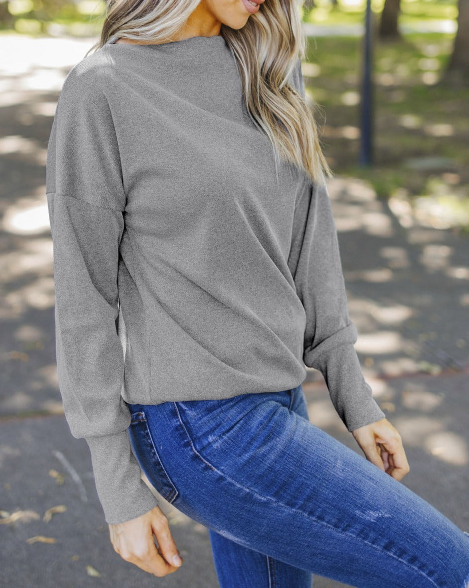 Zipped Shoulder Long Sleeve Top