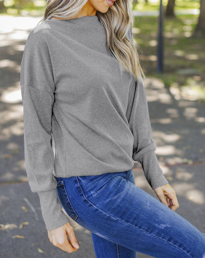 Zipped Shoulder Long Sleeve Top