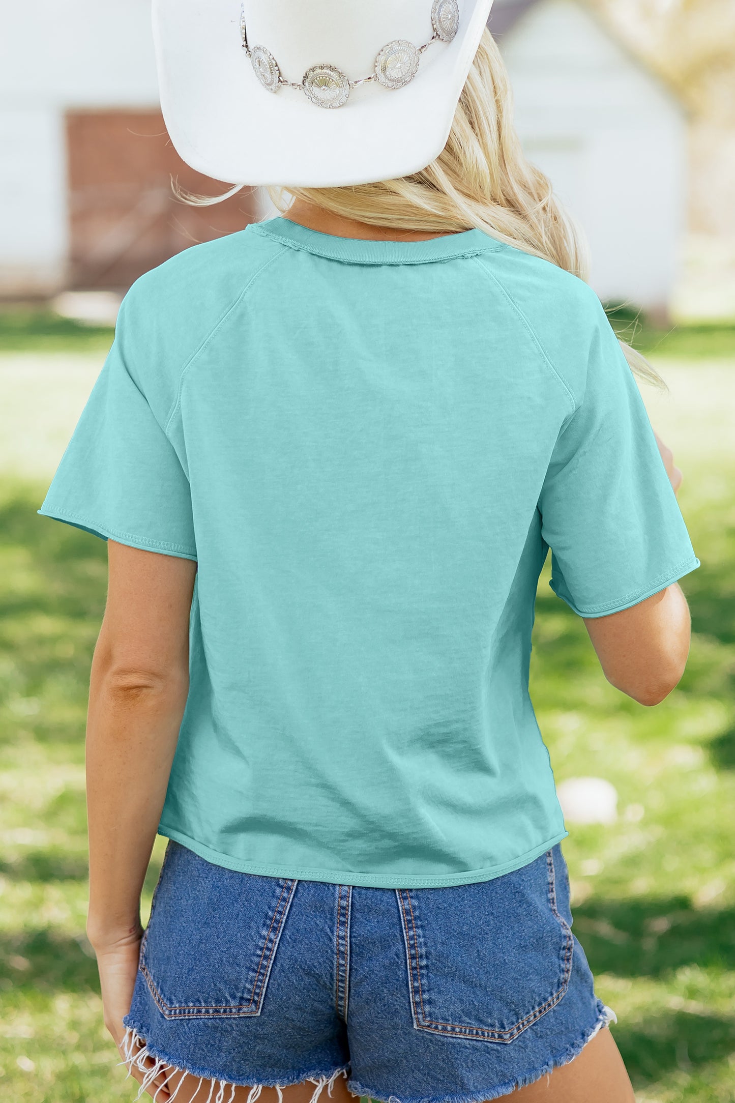 Mineral Wash Raglan Sleeve Boxy Cropped Tee