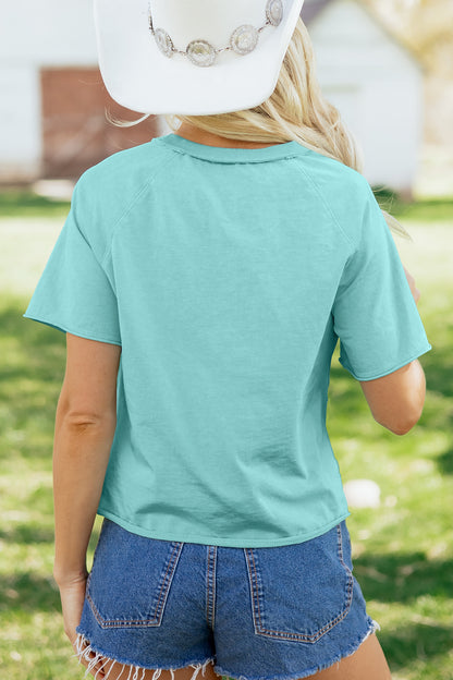 Mineral Wash Raglan Sleeve Boxy Cropped Tee
