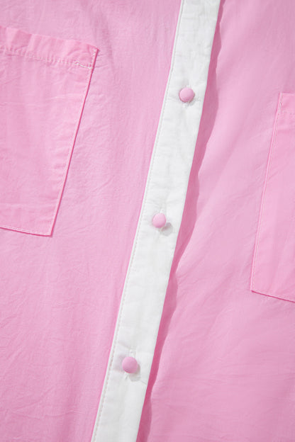Floral Hollow Out Contrast Patchwork Shirt