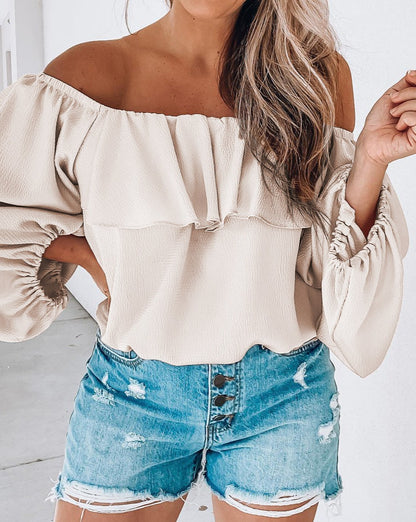 Ruffle Overlay Puff Sleeve Blouse