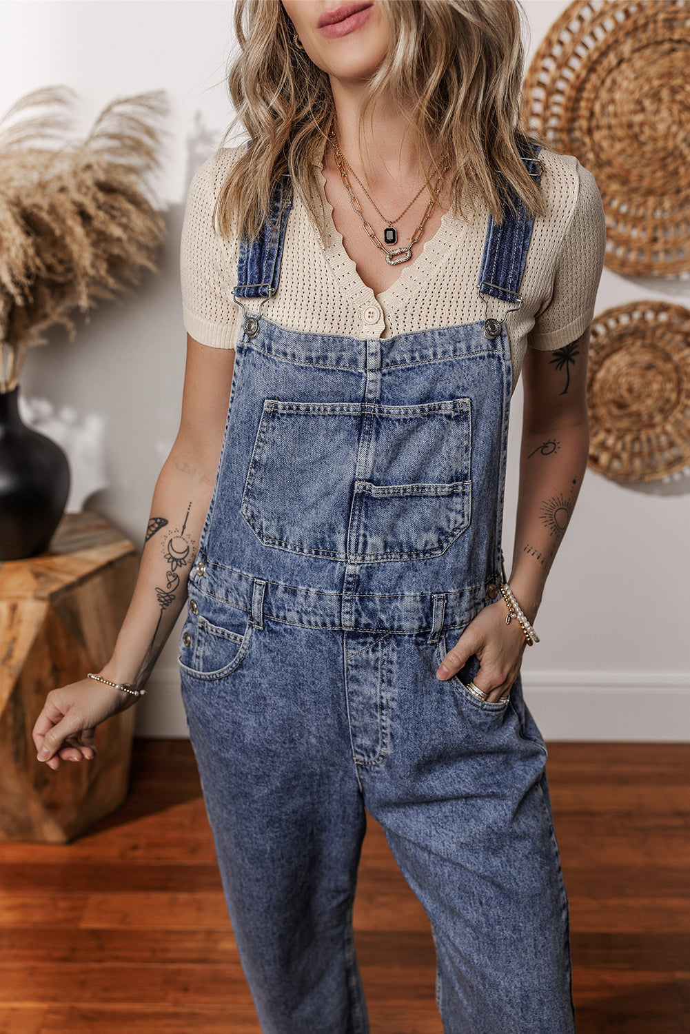 Denim Straight Leg Jumpsuit