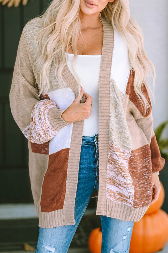 Checkered Dropped Shoulder Cardigan