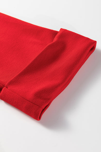 Solid V-Neck Pullover and Drawstring Pants Set