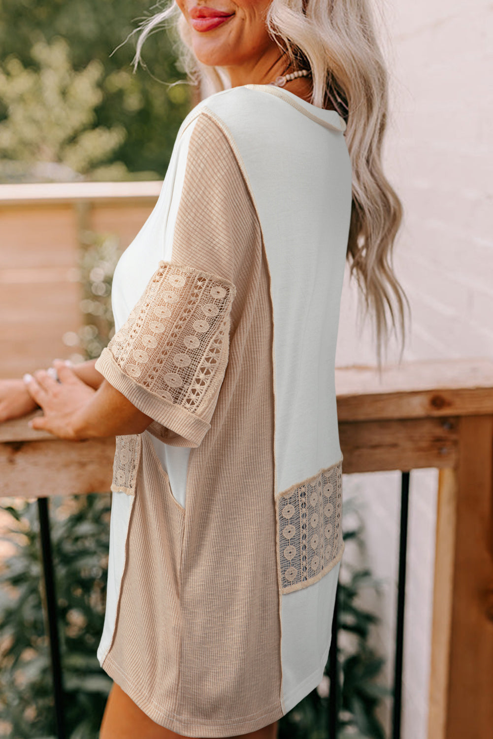 Lace Patchwork Henley Top