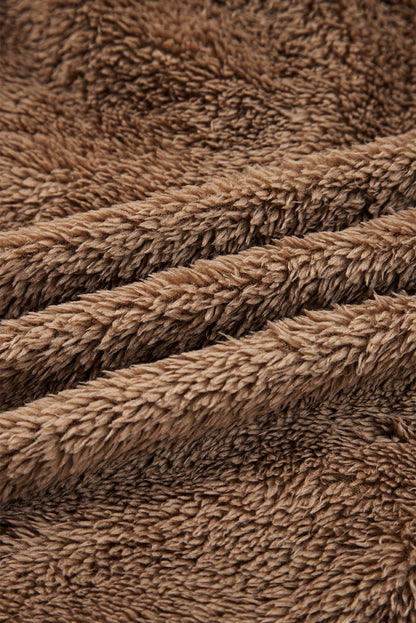 Sherpa Zip-Up Hoodie and Drawstring Shorts Set