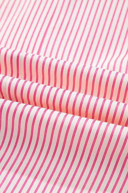 Stripe Patchwork Chest Pocket Mini Shirt Dress