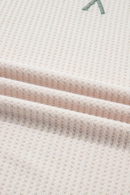 Plus Size Colorblock Waffle Knit Long Sleeve Top