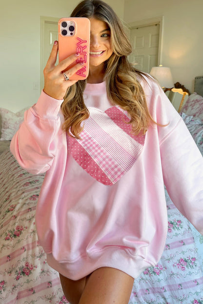 Heart Patchwork Drop Shoulder Oversize Sweatshirt