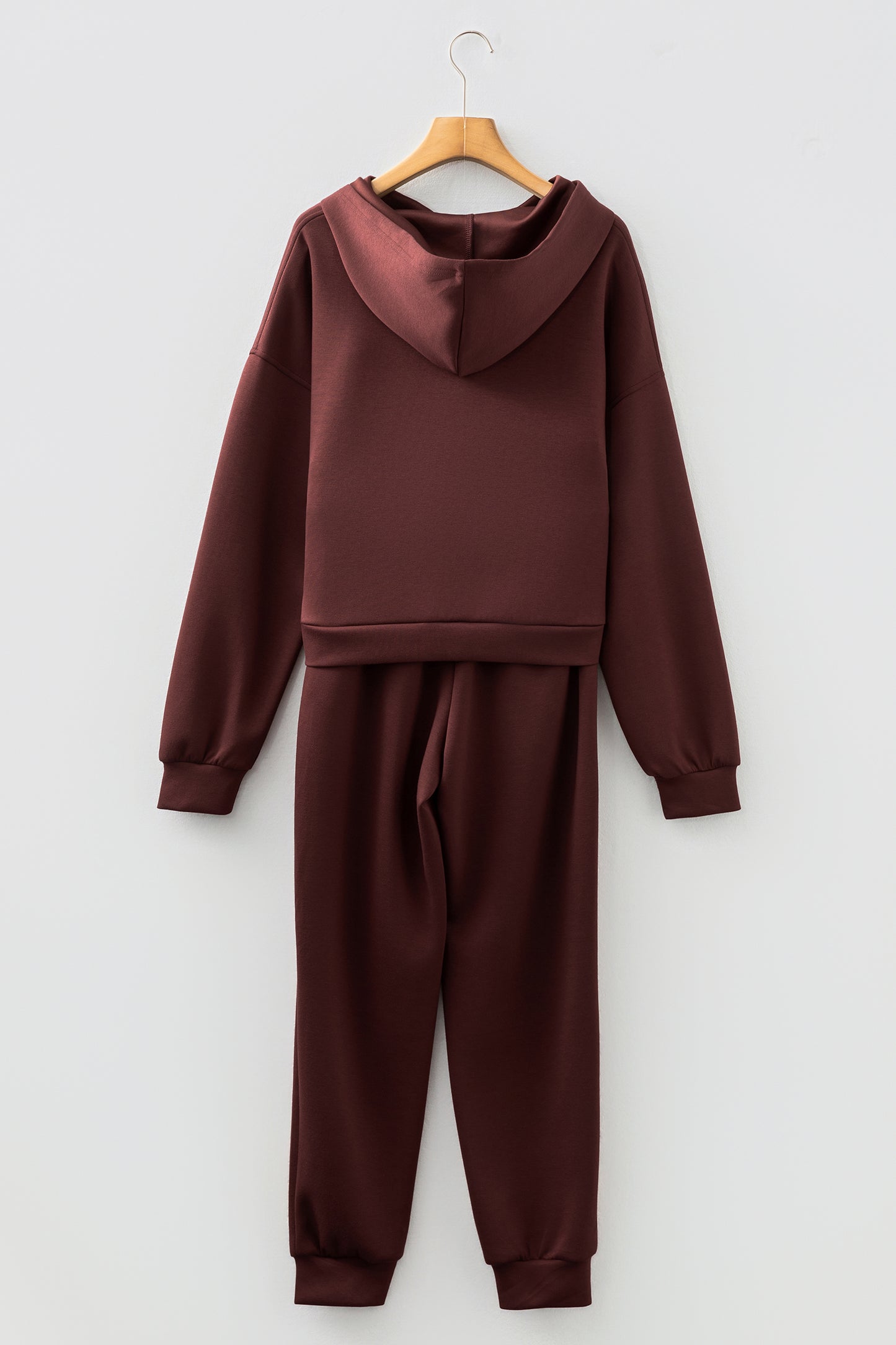 Solid Cropped Hoodie and Jogger Lounge Set