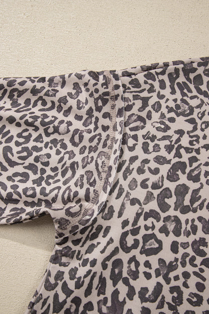 Leopard Patchwork Crew Neck Sweatshirt