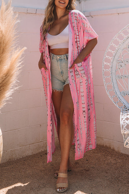 Boho Tie Dye Long Kimono