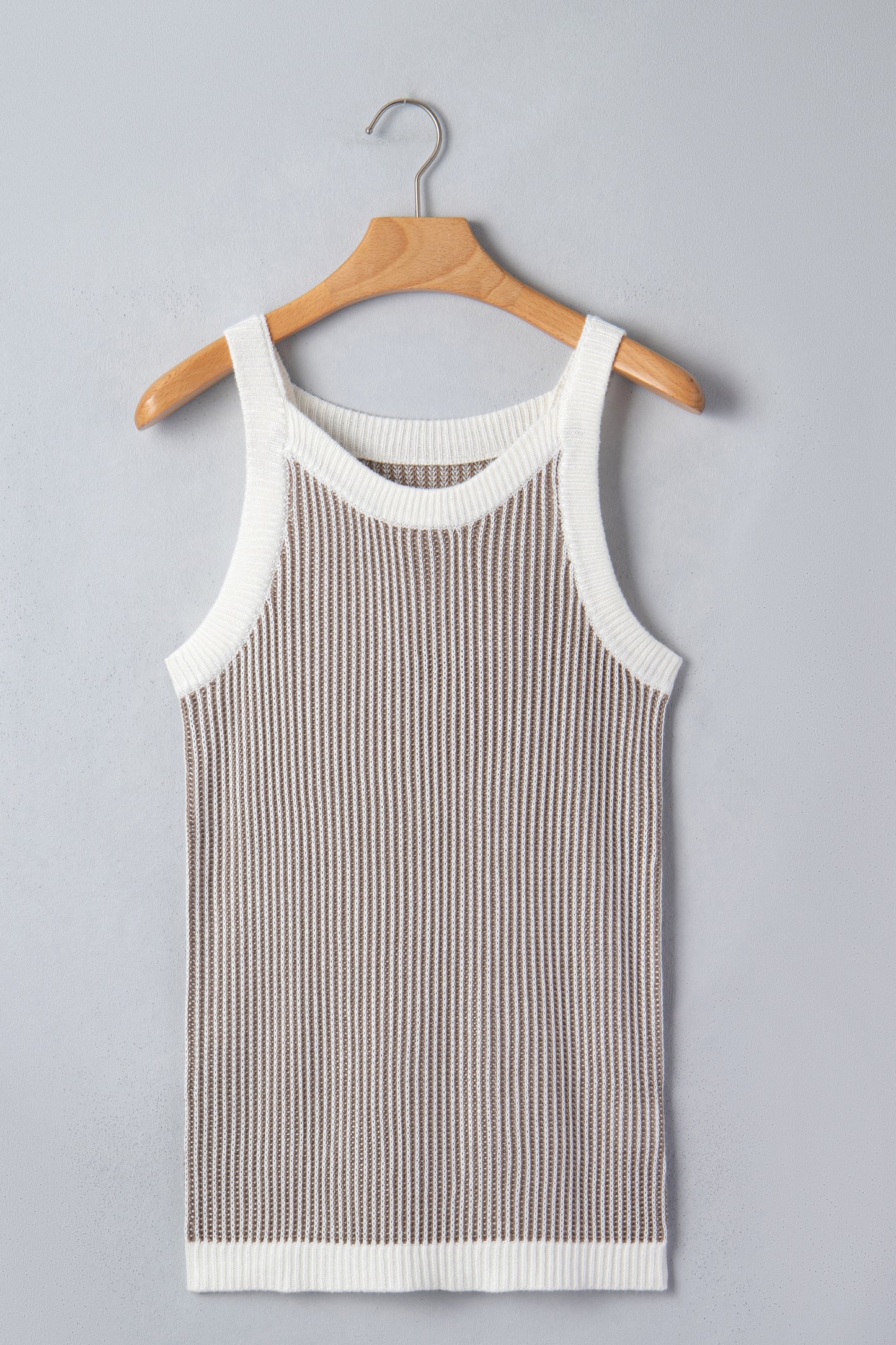 Ribbed Knit Contrast Trim Sweater Tank Top