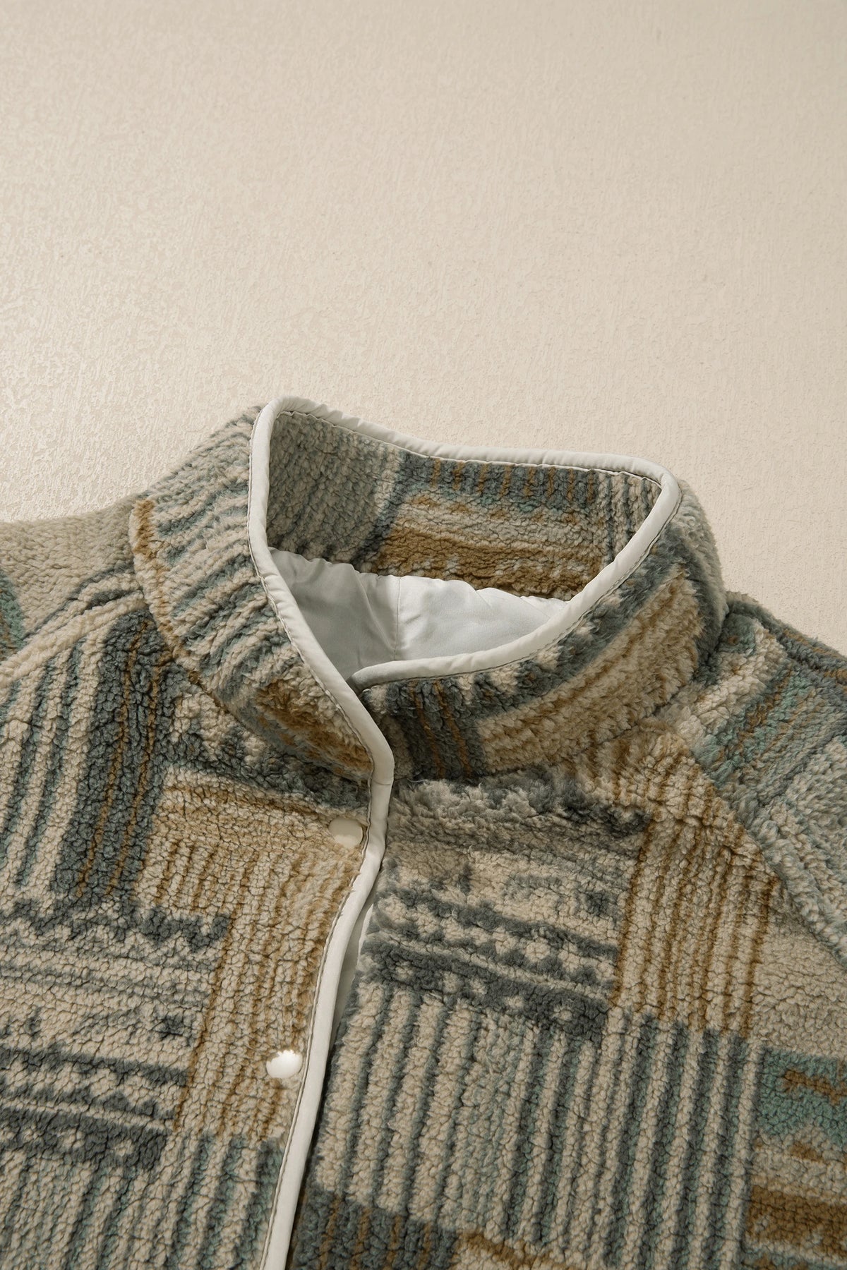 Western Fleece Half Buttoned Collar Pocketed Sweatshirt