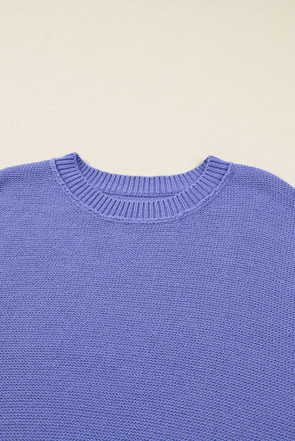 Plus Size Stripe Trim Colorblock Drop Shoulder Sweater