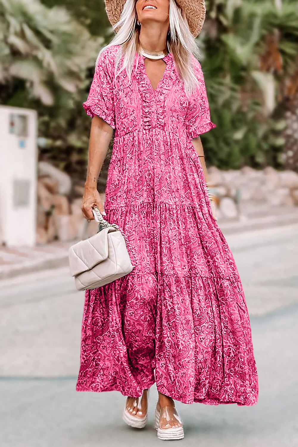 Paisley Ruffle Tiered Maxi Dress