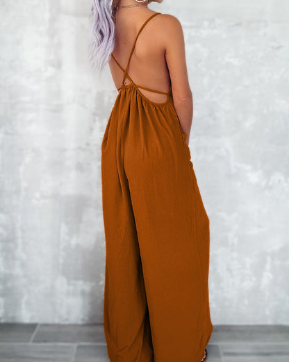 Waist Tie Wide Leg Jumpsuit