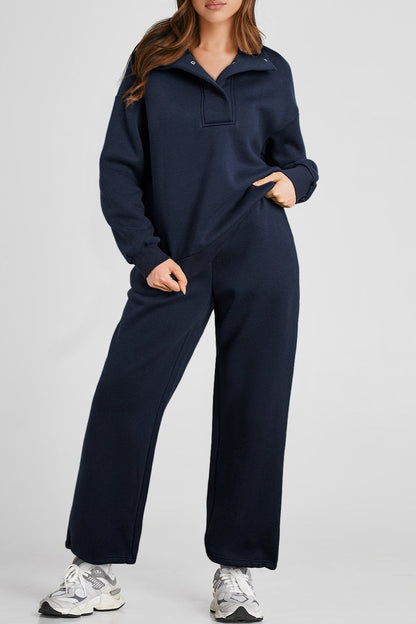 Solid Sweatshirt and Pants Set