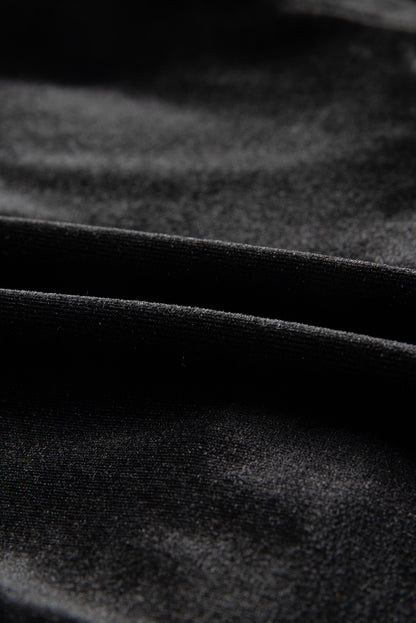 Velvet Sequin Puff Sleeve Buttoned Peplum Shirt