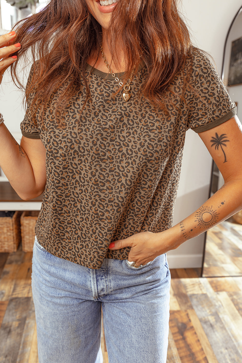Leopard Short Sleeve Crewneck T-Shirt