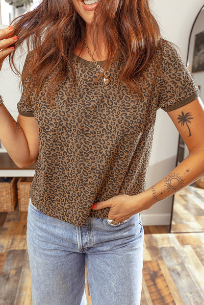 Leopard Short Sleeve Crewneck T-Shirt