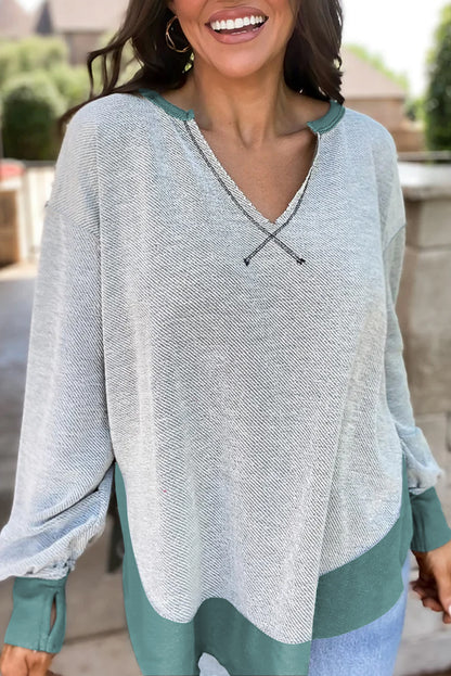 Contrast Trim Reverse Seam Sweatshirt