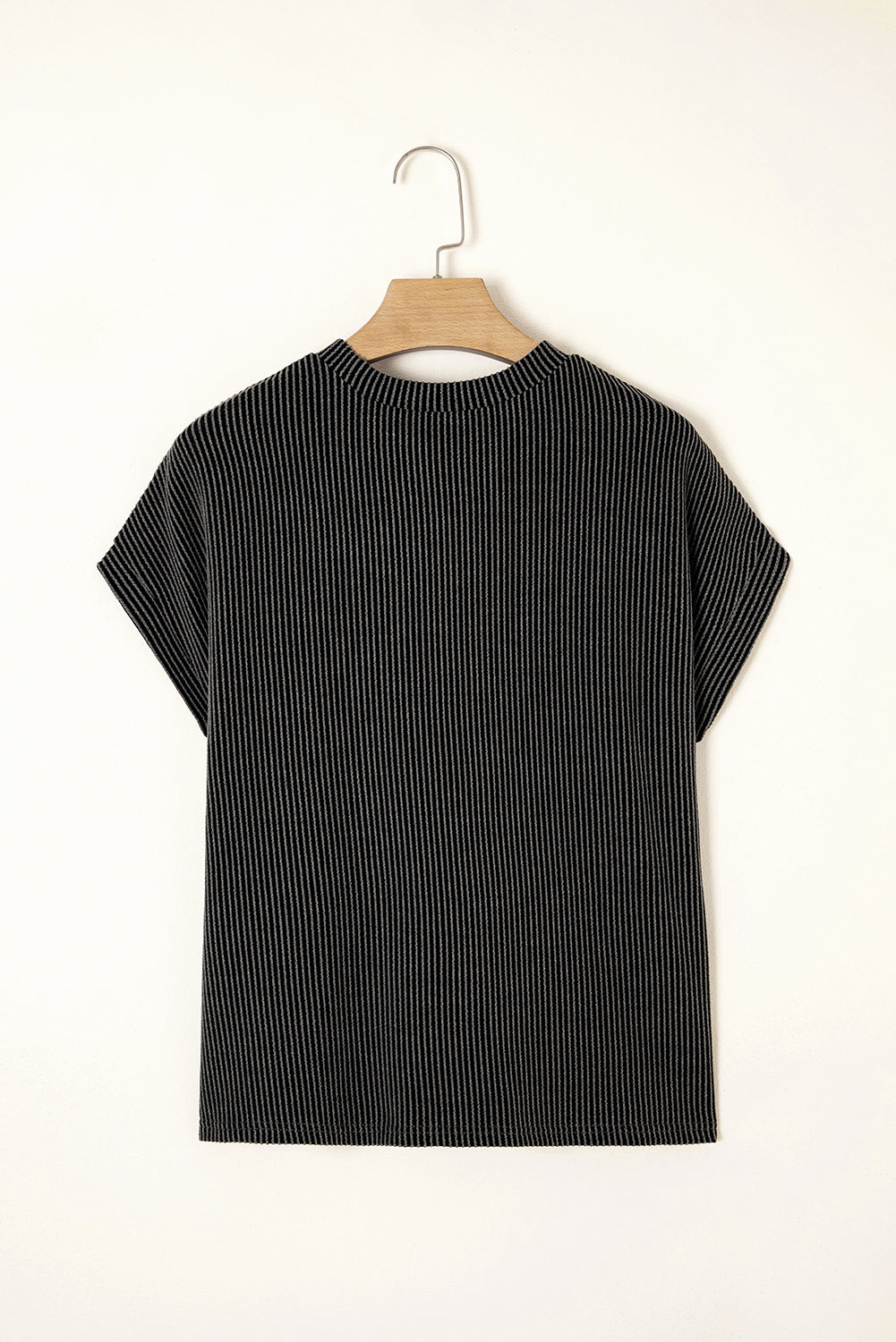 Colorblock Corded Knit Pocketed Crew Neck T-Shirt